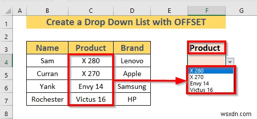 Excel OFFSET का उपयोग करके डायनामिक ड्रॉप डाउन सूची कैसे बनाएं (3 तरीके)