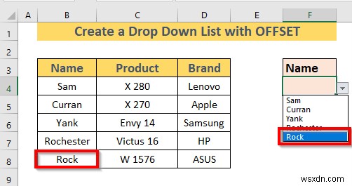 Excel OFFSET का उपयोग करके डायनामिक ड्रॉप डाउन सूची कैसे बनाएं (3 तरीके)