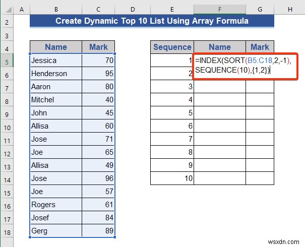 Excel में एक डायनामिक टॉप 10 लिस्ट कैसे बनाएं (8 तरीके)