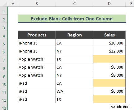 Excel में ब्लैंक सेल्स को बहिष्कृत करने के लिए उन्नत फ़िल्टर का उपयोग कैसे करें (3 आसान ट्रिक्स)