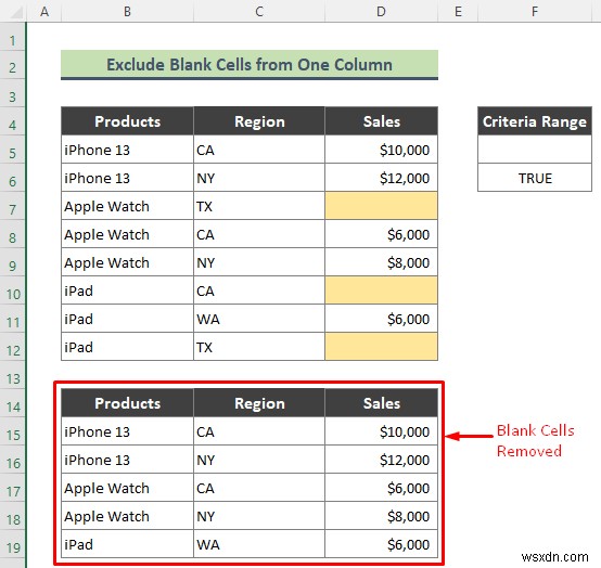 Excel में ब्लैंक सेल्स को बहिष्कृत करने के लिए उन्नत फ़िल्टर का उपयोग कैसे करें (3 आसान ट्रिक्स)