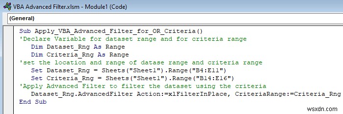 Excel VBA:एक श्रेणी में कई मानदंडों के साथ उन्नत फ़िल्टर (5 तरीके)