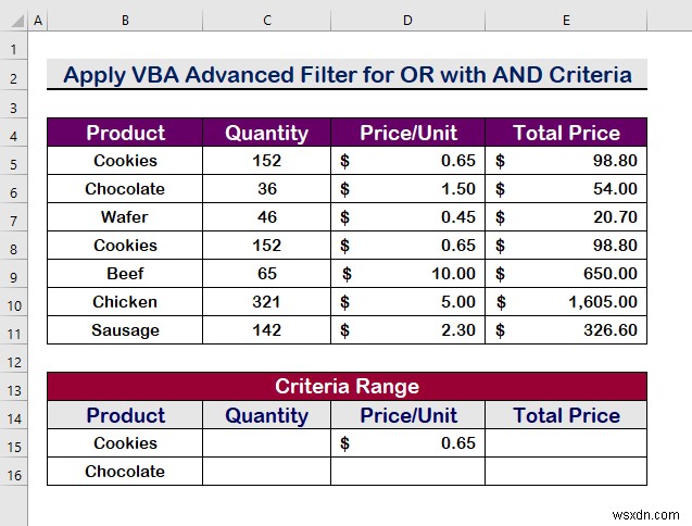 Excel VBA:एक श्रेणी में कई मानदंडों के साथ उन्नत फ़िल्टर (5 तरीके)