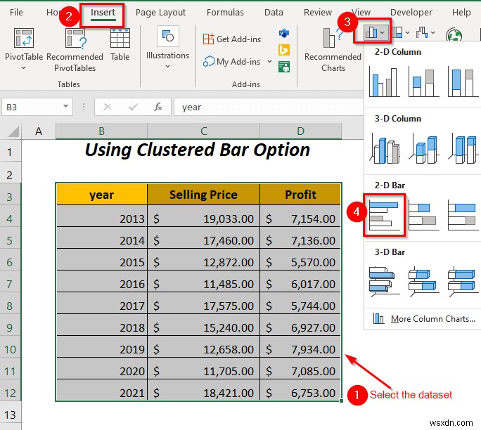 Excel में दो बार ग्राफ़ को कैसे संयोजित करें (5 तरीके)