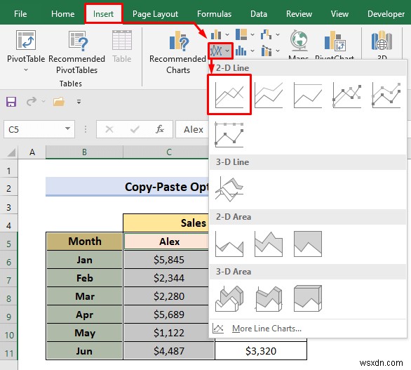 Excel में दो लाइन ग्राफ़ को कैसे संयोजित करें (3 तरीके)