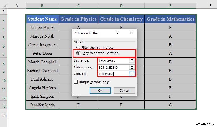 Excel में किसी अन्य स्थान पर कॉपी करने के लिए उन्नत फ़िल्टर कैसे लागू करें