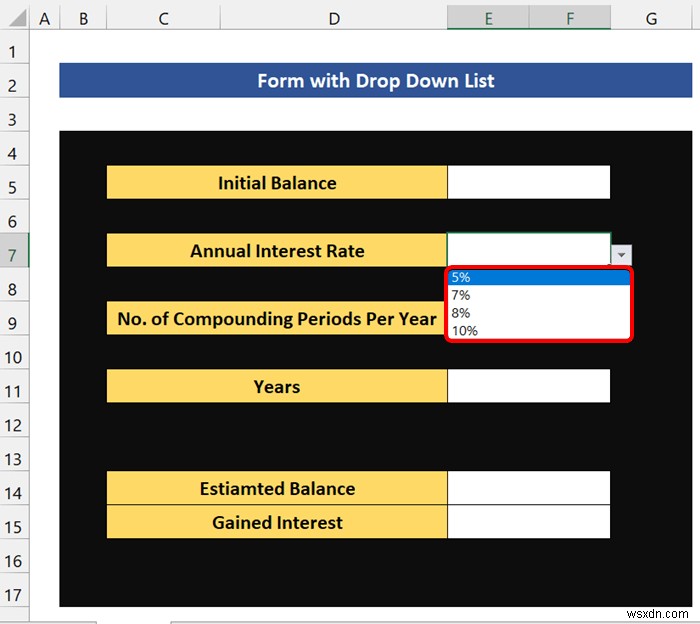 Excel में ड्रॉप डाउन सूची के साथ फॉर्म कैसे बनाएं