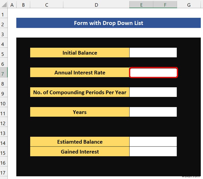 Excel में ड्रॉप डाउन सूची के साथ फॉर्म कैसे बनाएं