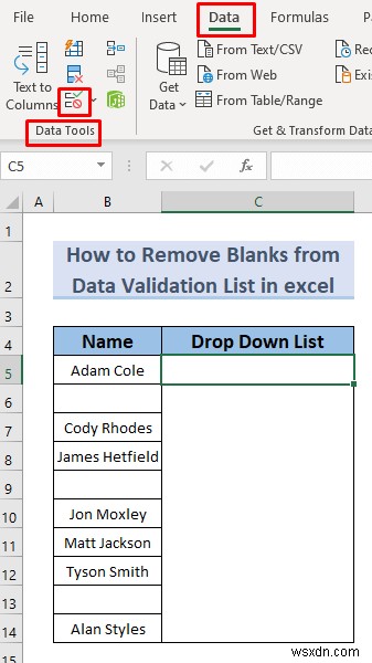 Excel में डेटा सत्यापन सूची से रिक्त स्थान कैसे निकालें (5 तरीके)