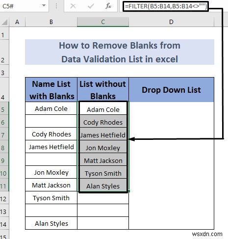 Excel में डेटा सत्यापन सूची से रिक्त स्थान कैसे निकालें (5 तरीके)