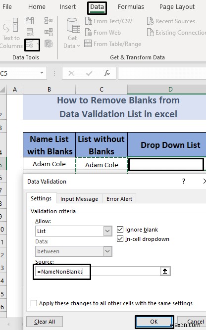 Excel में डेटा सत्यापन सूची से रिक्त स्थान कैसे निकालें (5 तरीके)