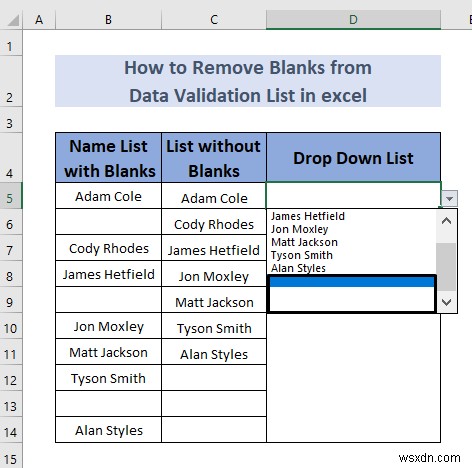 Excel में डेटा सत्यापन सूची से रिक्त स्थान कैसे निकालें (5 तरीके)