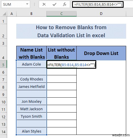 Excel में डेटा सत्यापन सूची से रिक्त स्थान कैसे निकालें (5 तरीके)
