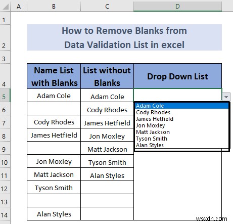 Excel में डेटा सत्यापन सूची से रिक्त स्थान कैसे निकालें (5 तरीके)