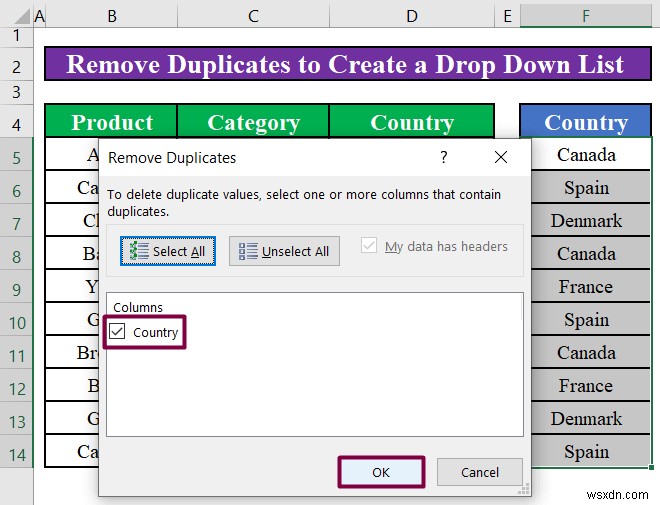 Excel में अद्वितीय मानों के साथ ड्रॉप डाउन सूची कैसे बनाएं (4 तरीके)