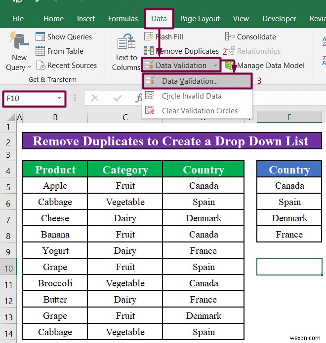 Excel में अद्वितीय मानों के साथ ड्रॉप डाउन सूची कैसे बनाएं (4 तरीके)