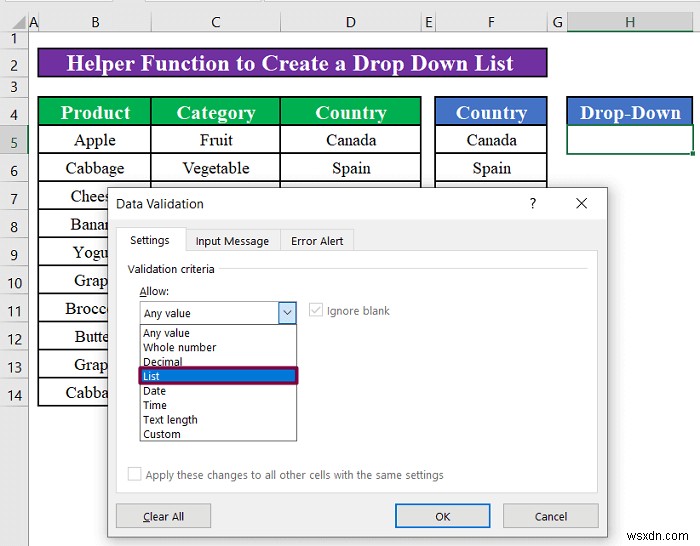 Excel में अद्वितीय मानों के साथ ड्रॉप डाउन सूची कैसे बनाएं (4 तरीके)