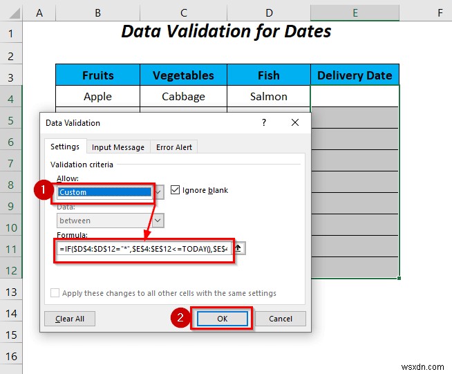 एक्सेल में डेटा सत्यापन फॉर्मूला में IF स्टेटमेंट का उपयोग कैसे करें (6 तरीके)