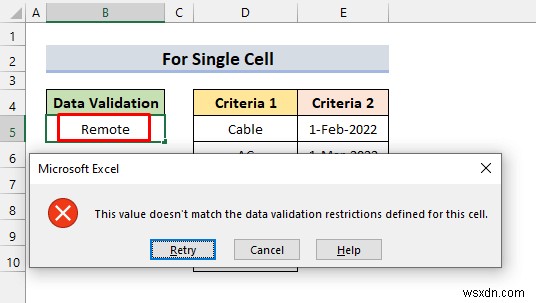 Excel में एकाधिक मानदंडों के लिए कस्टम डेटा सत्यापन लागू करें (4 उदाहरण)