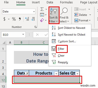 Excel में दिनांक सीमा को कैसे फ़िल्टर करें (5 आसान तरीके)