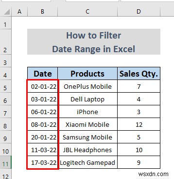 Excel में दिनांक सीमा को कैसे फ़िल्टर करें (5 आसान तरीके)