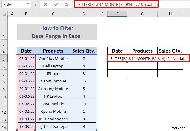 Excel में दिनांक सीमा को कैसे फ़िल्टर करें (5 आसान तरीके)