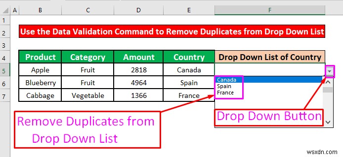 एक्सेल में ड्रॉप डाउन सूची से डुप्लिकेट कैसे निकालें (4 तरीके)
