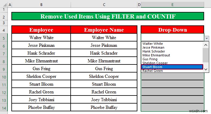 एक्सेल में ड्रॉप डाउन सूची से प्रयुक्त वस्तुओं को कैसे निकालें (2 तरीके)