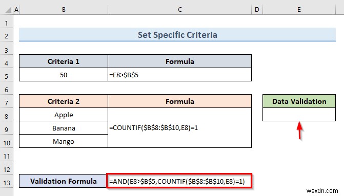 Excel में एक सेल में एकाधिक डेटा सत्यापन कैसे लागू करें (3 उदाहरण)