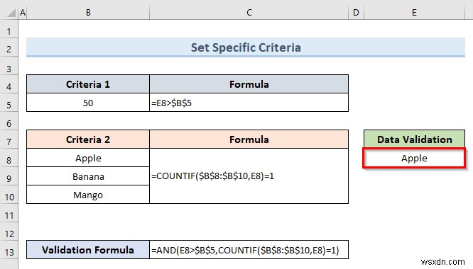 Excel में एक सेल में एकाधिक डेटा सत्यापन कैसे लागू करें (3 उदाहरण)