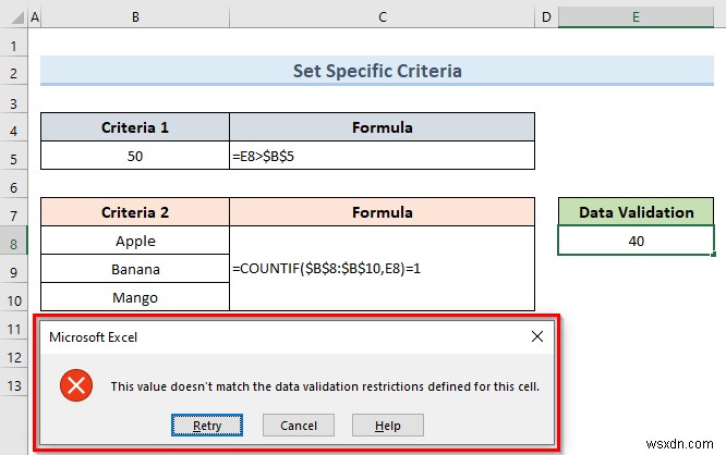 Excel में एक सेल में एकाधिक डेटा सत्यापन कैसे लागू करें (3 उदाहरण)