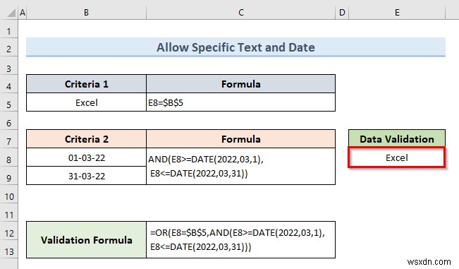 Excel में एक सेल में एकाधिक डेटा सत्यापन कैसे लागू करें (3 उदाहरण)