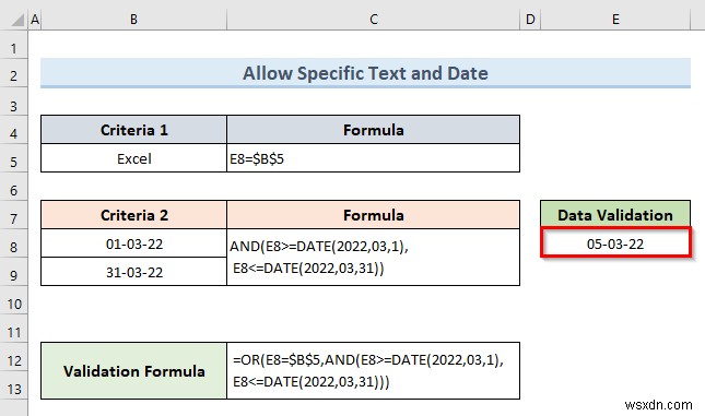 Excel में एक सेल में एकाधिक डेटा सत्यापन कैसे लागू करें (3 उदाहरण)