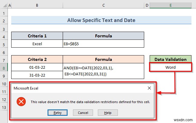 Excel में एक सेल में एकाधिक डेटा सत्यापन कैसे लागू करें (3 उदाहरण)