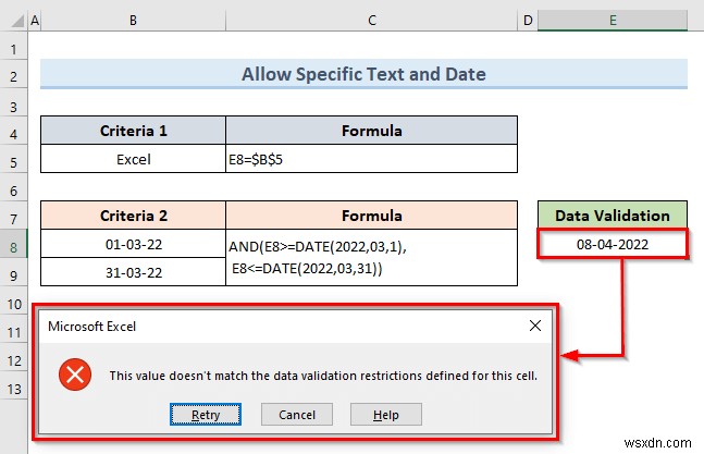 Excel में एक सेल में एकाधिक डेटा सत्यापन कैसे लागू करें (3 उदाहरण)