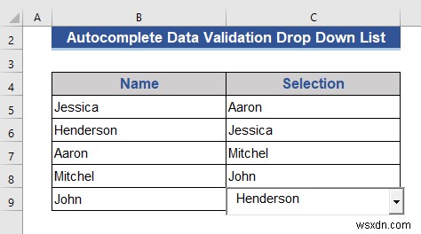 एक्सेल में स्वत:पूर्ण डेटा सत्यापन ड्रॉप डाउन सूची (2 तरीके)