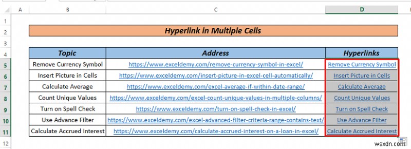 Excel में एकाधिक कक्षों को हाइपरलिंक कैसे करें (3 तरीके)