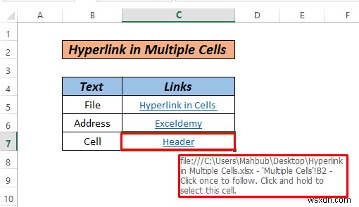 Excel में एकाधिक कक्षों को हाइपरलिंक कैसे करें (3 तरीके)