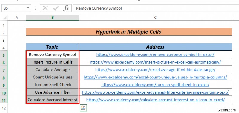 Excel में एकाधिक कक्षों को हाइपरलिंक कैसे करें (3 तरीके)