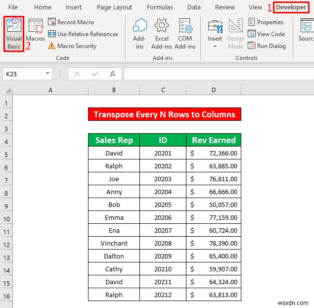 Excel में प्रत्येक n पंक्तियों को कॉलम में कैसे स्थानांतरित करें (2 आसान तरीके)