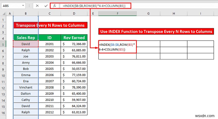 Excel में प्रत्येक n पंक्तियों को कॉलम में कैसे स्थानांतरित करें (2 आसान तरीके)