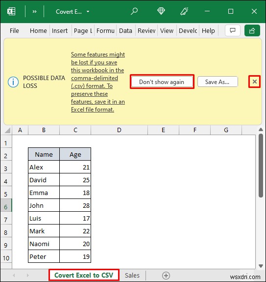 एक्सेल को कॉमा सीमांकित CSV फ़ाइल में बदलें (2 आसान तरीके)