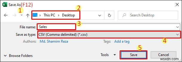 एक्सेल को कॉमा सीमांकित CSV फ़ाइल में बदलें (2 आसान तरीके)