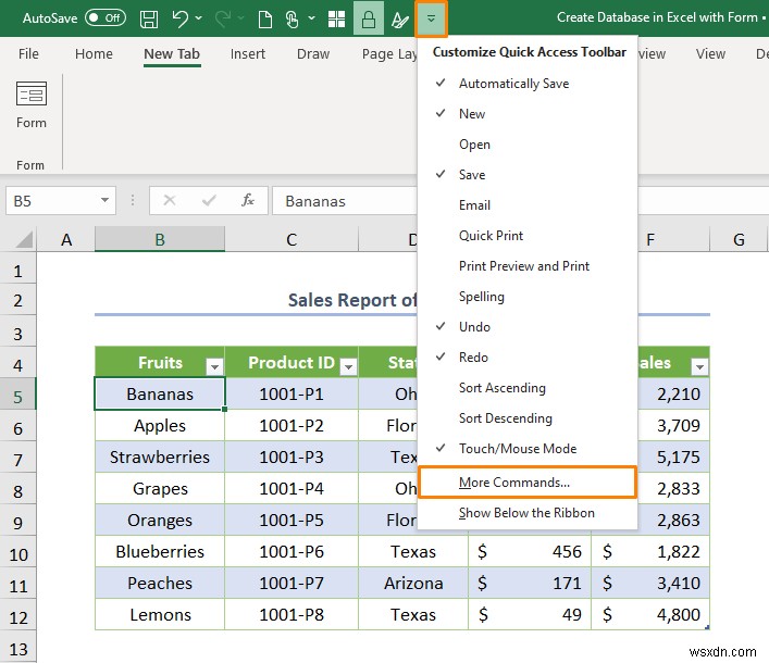 Excel में फॉर्म के साथ डेटाबेस कैसे बनाएं