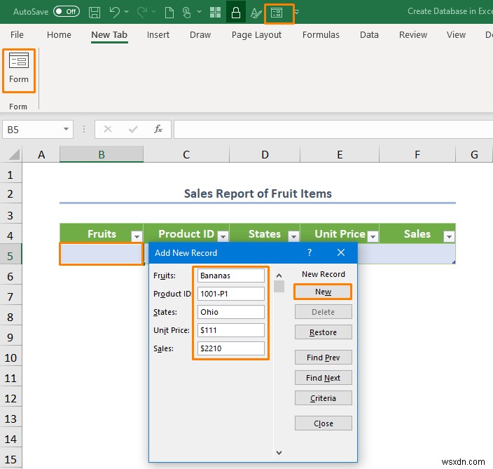 Excel में फॉर्म के साथ डेटाबेस कैसे बनाएं