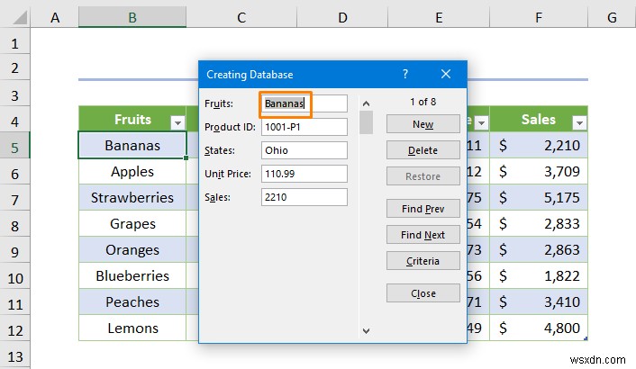 Excel में फॉर्म के साथ डेटाबेस कैसे बनाएं