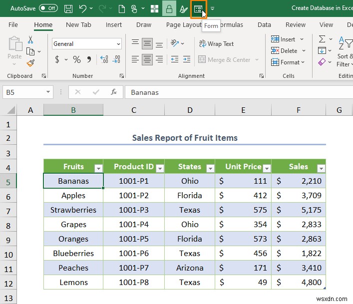 Excel में फॉर्म के साथ डेटाबेस कैसे बनाएं