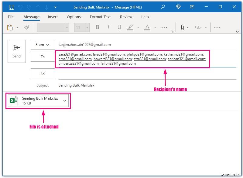 Excel का उपयोग करके आउटलुक से बल्क ईमेल कैसे भेजें (3 तरीके)