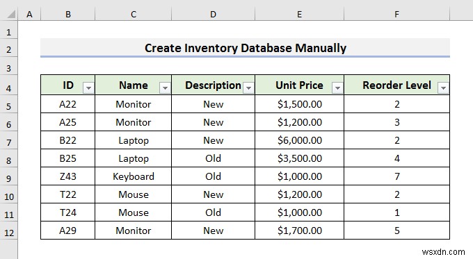 Excel में इन्वेंटरी डेटाबेस कैसे बनाएं (3 आसान तरीके)