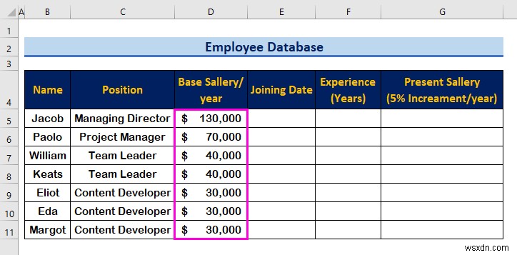 Excel में एक कर्मचारी डेटाबेस कैसे बनाएं (आसान चरणों के साथ)